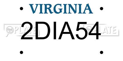 2DIA54 Virginia License Plate
