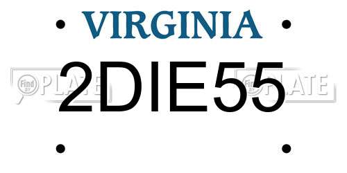 2DIE55 Virginia License Plate