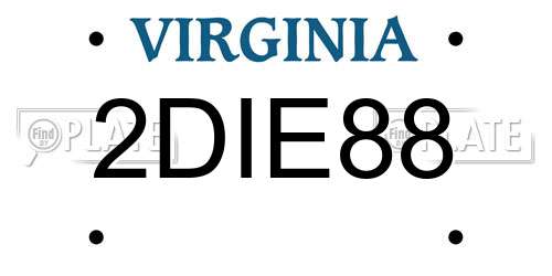 2DIE88 Virginia License Plate