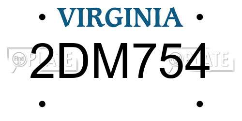 2DM754 Virginia License Plate