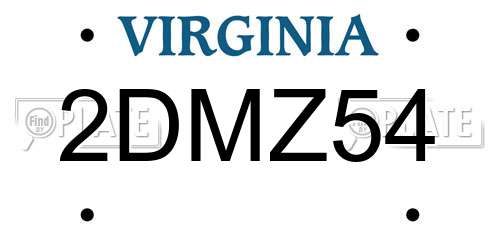 2DMZ54 Virginia License Plate