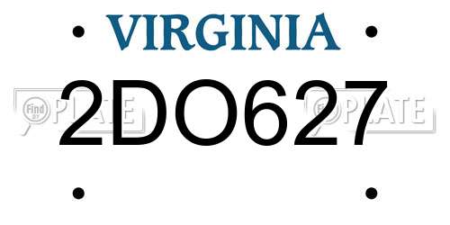 2DO627 Virginia License Plate