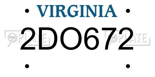 2DO672 Virginia License Plate