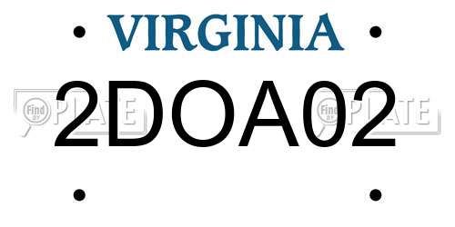 2DOA02 Virginia License Plate