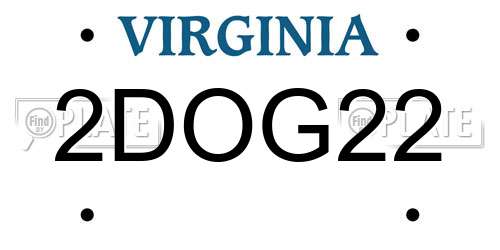 2DOG22 Virginia License Plate