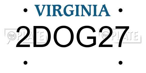 2DOG27 Virginia License Plate