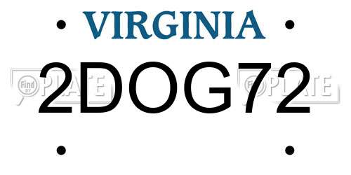 2DOG72 Virginia License Plate