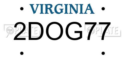 2DOG77 Virginia License Plate