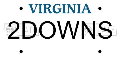 2DOWNS Virginia License Plate