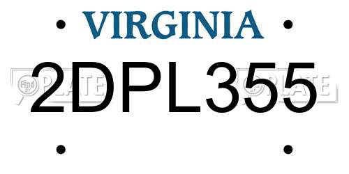2DPL355 Virginia License Plate