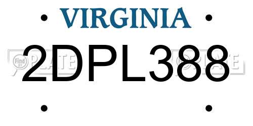 2DPL388 Virginia License Plate
