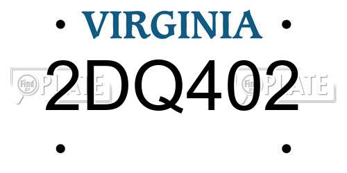 2DQ402 Virginia License Plate