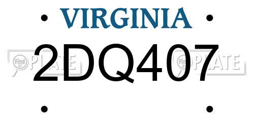 2DQ407 Virginia License Plate