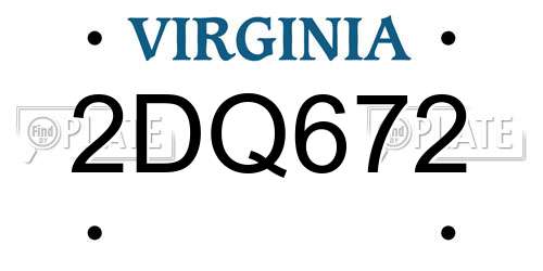 2DQ672 Virginia License Plate