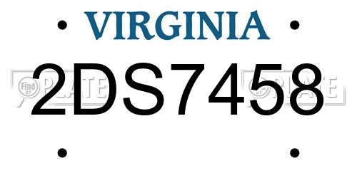 2DS7458 Virginia License Plate