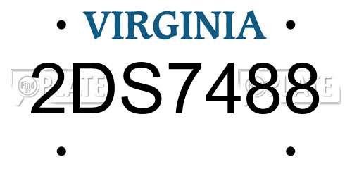 2DS7488 Virginia License Plate