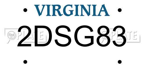 2DSG83 Virginia License Plate
