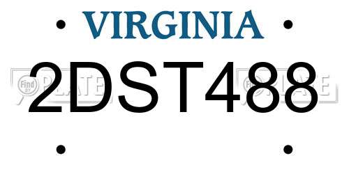 2DST488 Virginia License Plate