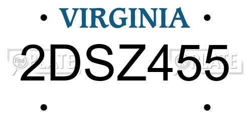 2DSZ455 Virginia License Plate
