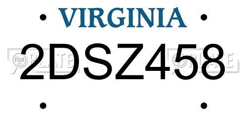 2DSZ458 Virginia License Plate