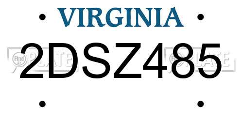 2DSZ485 Virginia License Plate