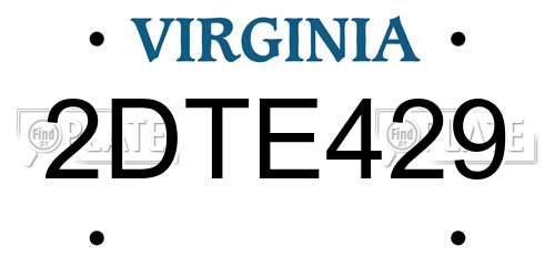2DTE429 Virginia License Plate