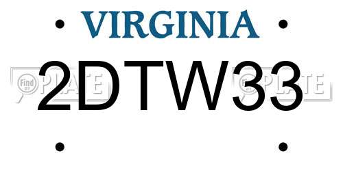2DTW33 Virginia License Plate