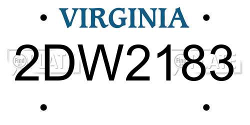 2DW2183 Virginia License Plate