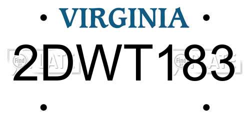 2DWT183 Virginia License Plate