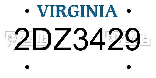 2DZ3429 Virginia License Plate