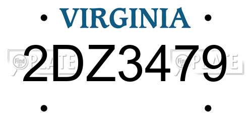 2DZ3479 Virginia License Plate