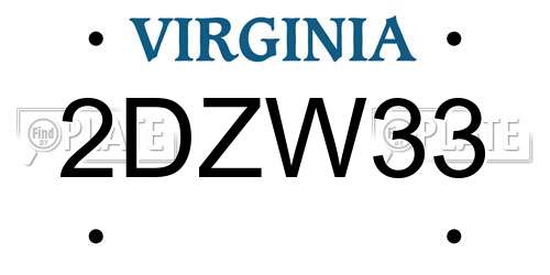 2DZW33 Virginia License Plate