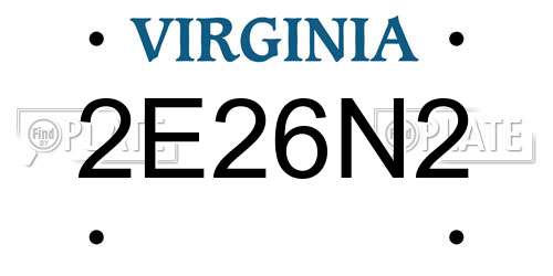 2E26N2 Virginia License Plate
