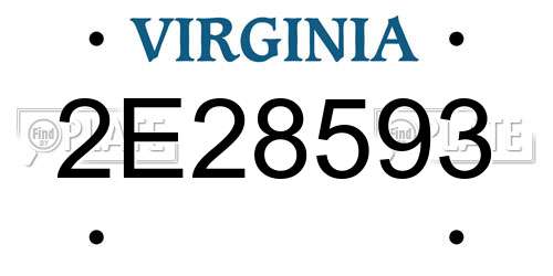 2E28593 Virginia License Plate