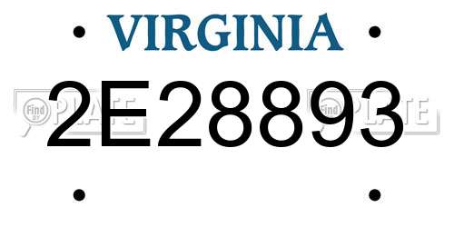 2E28893 Virginia License Plate