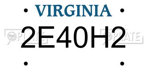 2E40H2 Virginia License Plate