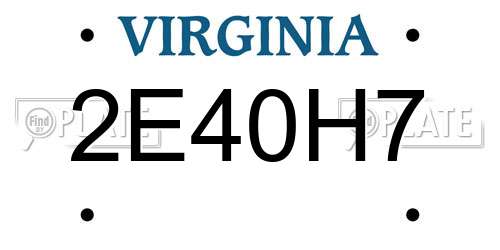 2E40H7 Virginia License Plate