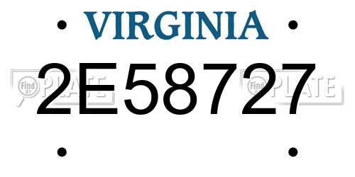 2E58727 Virginia License Plate