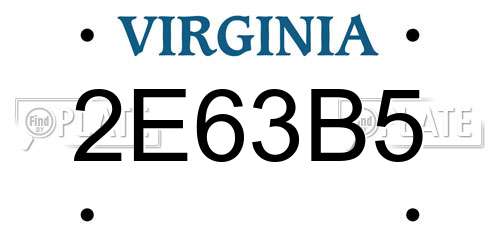 2E63B5 Virginia License Plate