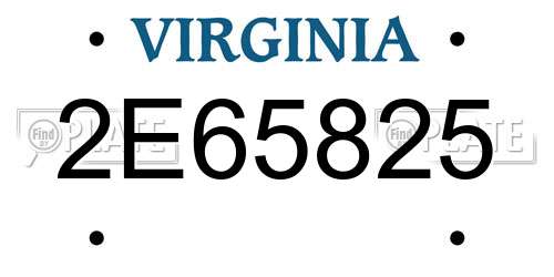 2E65825 Virginia License Plate