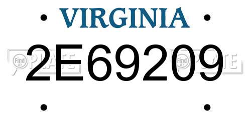 2E69209 Virginia License Plate