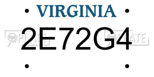 2E72G4 Virginia License Plate