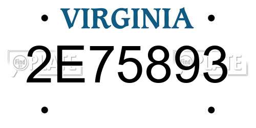 2E75893 Virginia License Plate