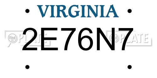 2E76N7 Virginia License Plate