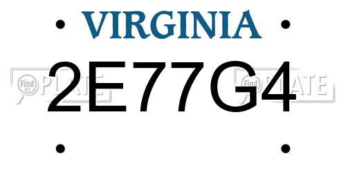 2E77G4 Virginia License Plate