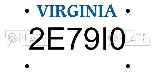 2E79I0 Virginia License Plate