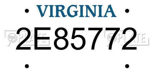 2E85772 Virginia License Plate