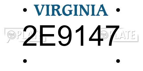 2E9147 Virginia License Plate