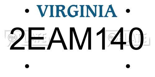 2EAM140 Virginia License Plate