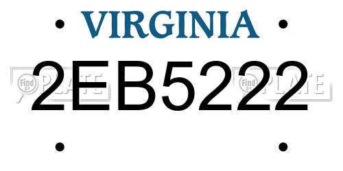 2EB5222 Virginia License Plate